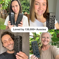 Four people holding a decorative metal screen with text 'Loved by 100,000+ Aussies'.